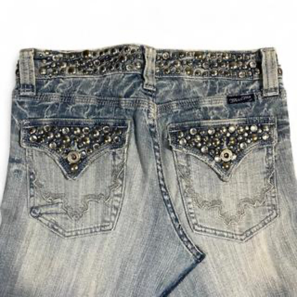 Reworked Miss Me Y2K Studded Denim Maxi Skirt Navy/Blue Size 26 - Picture 6 of 8